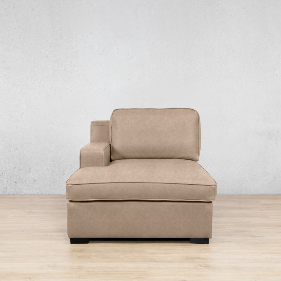 Rome Leather Chaise 1 Arm - LHF - Almond - Leather Chaise Armchair