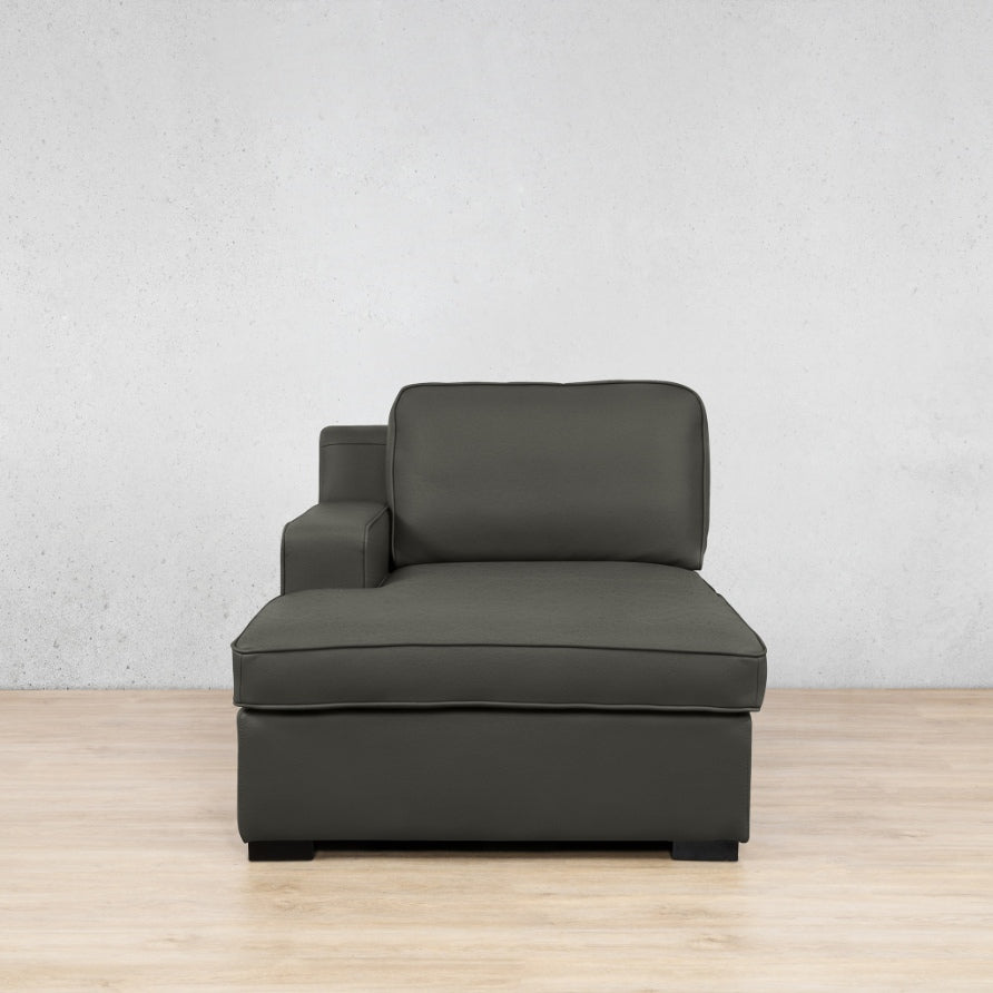 Rome Leather Chaise 1 Arm - LHF - Czar Anthracite - Leather Chaise Armchair