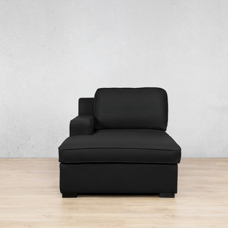 Rome Leather Chaise 1 Arm - LHF - Czar Black - Leather Chaise Armchair