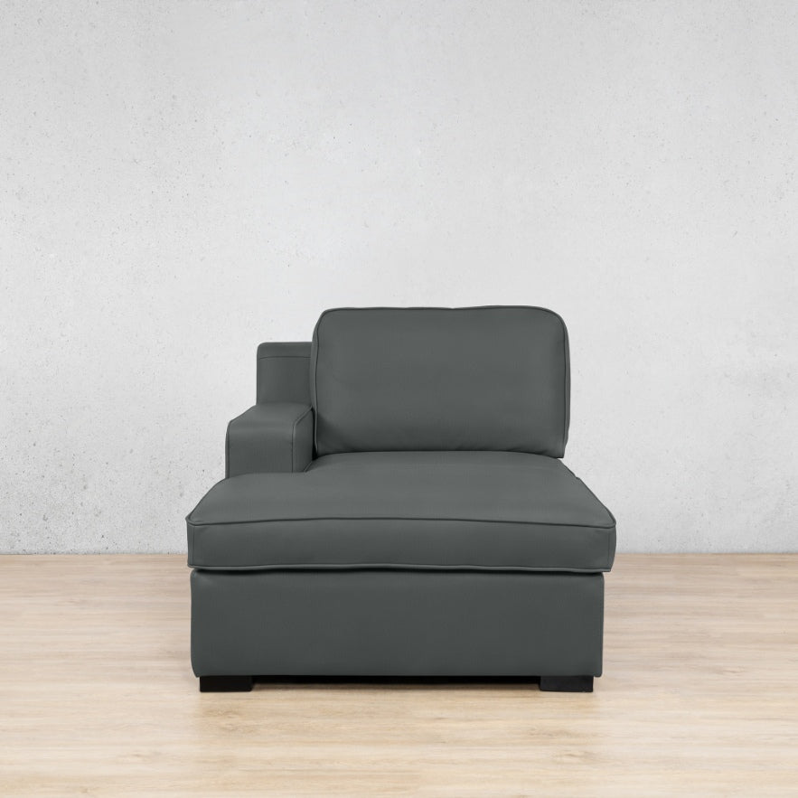Rome Leather Chaise 1 Arm - LHF - Flux Grey - Leather Chaise Armchair