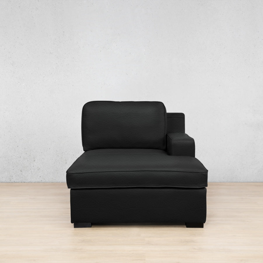 Rome Leather Chaise 1 Arm - RHF - Czar Black - Leather Chaise Armchair