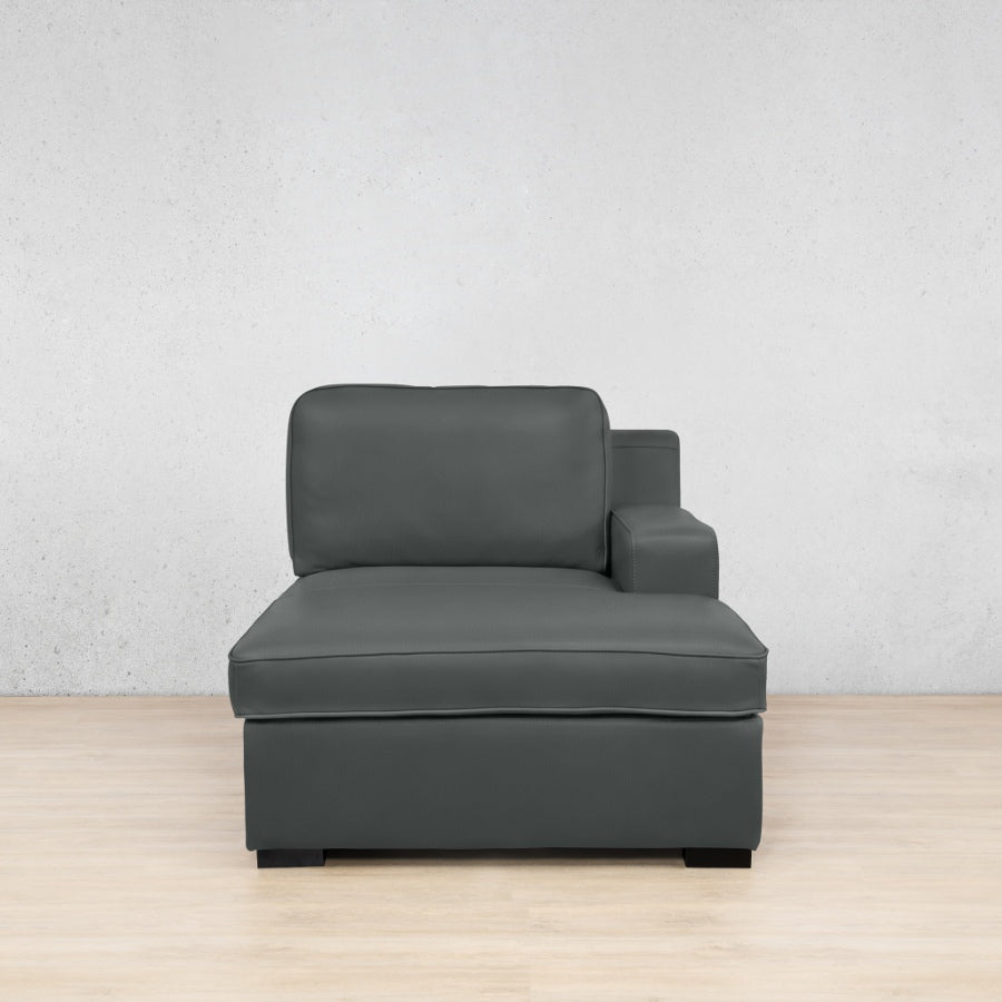 Rome Leather Chaise 1 Arm - RHF - Flux Grey - Leather Chaise Armchair