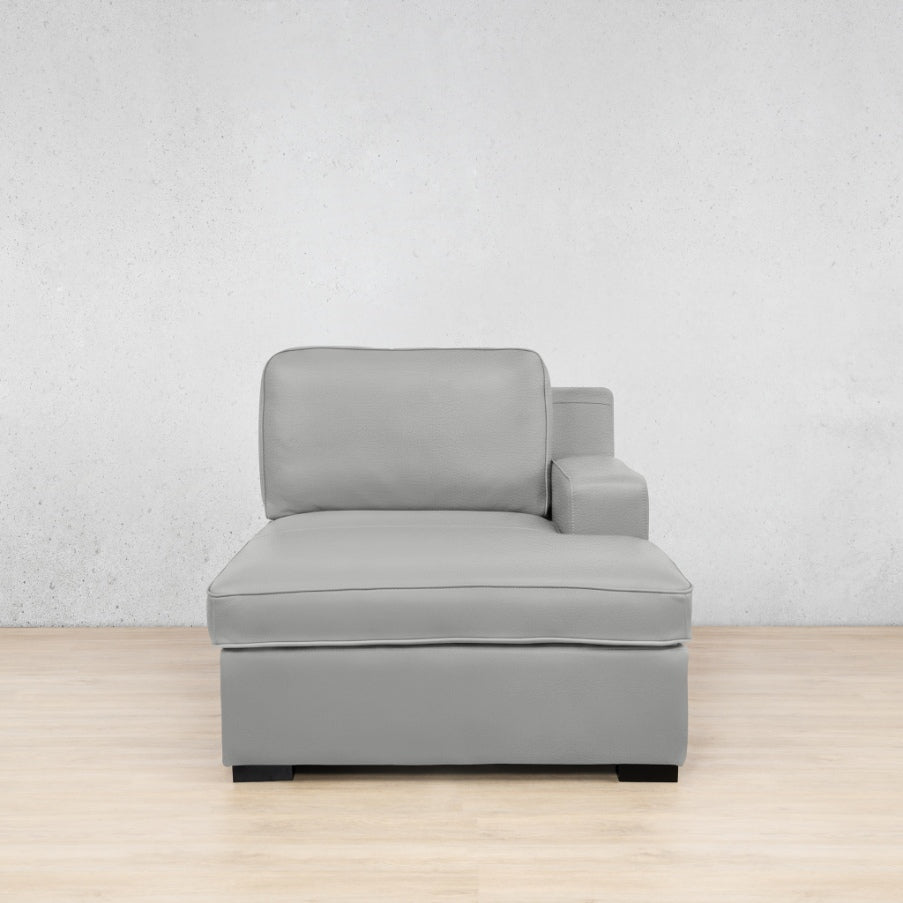 Rome Leather Chaise 1 Arm - RHF - Manatee Grey - Leather Chaise Armchair