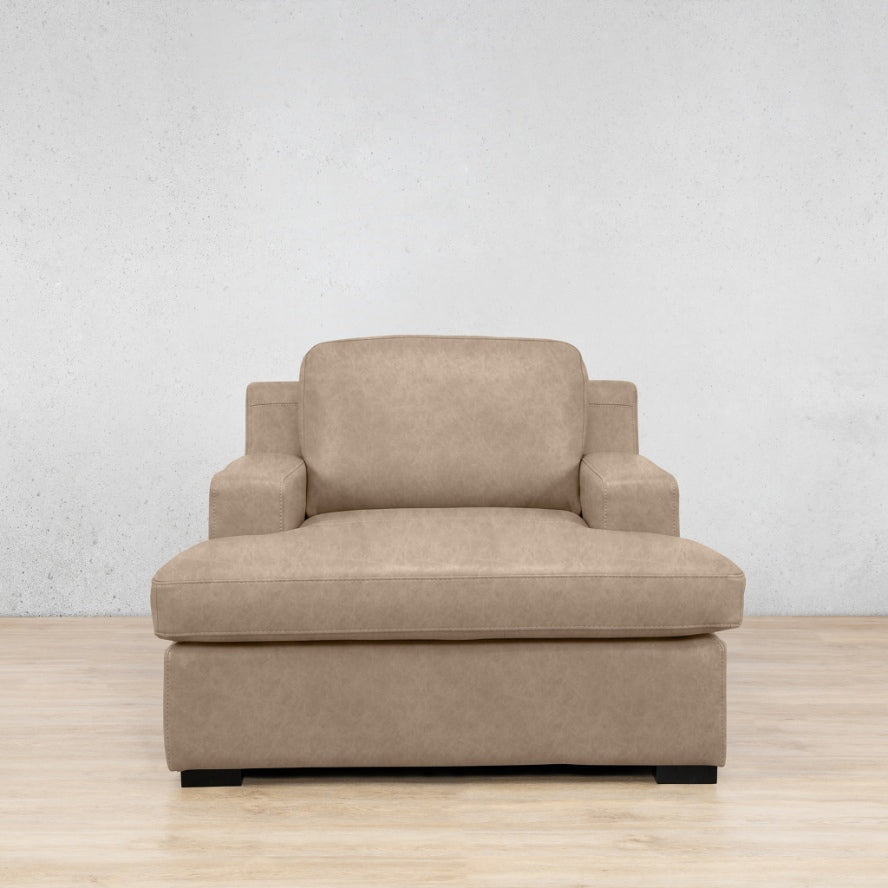 Rome Leather 2 Arm Chaise - Almond - Leather Armchair