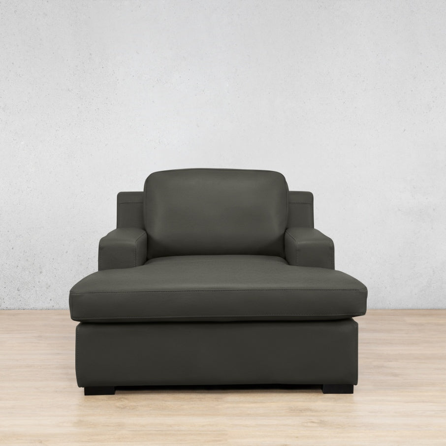 Rome Leather 2 Arm Chaise - Czar Anthracite - Leather Armchair