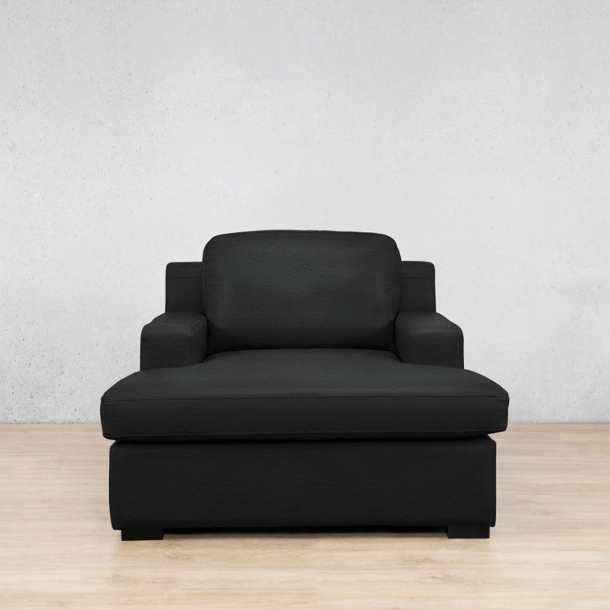 Rome Leather 2 Arm Chaise - Czar Black - Leather Armchair