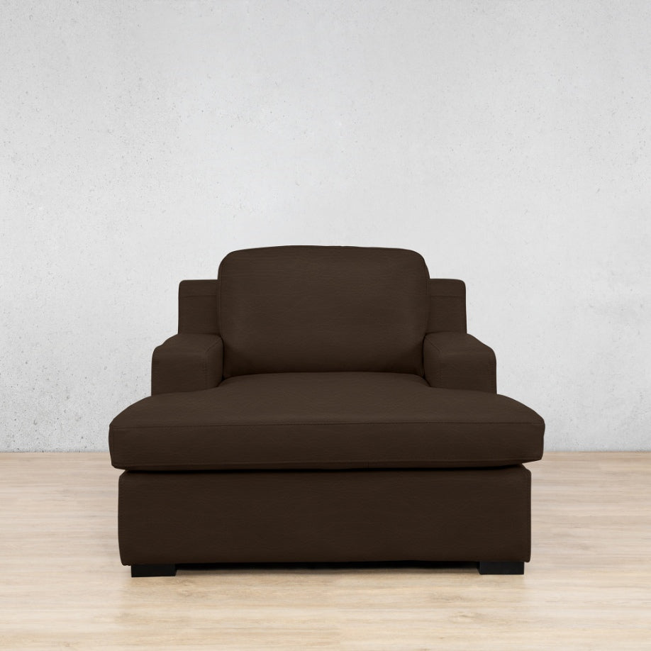 Rome Leather 2 Arm Chaise - Czar Chocolate - Leather Armchair