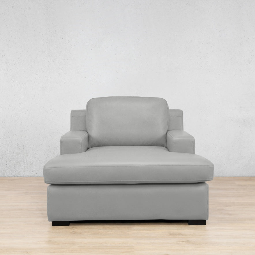 Rome Leather 2 Arm Chaise - Manatee Grey - Leather Armchair