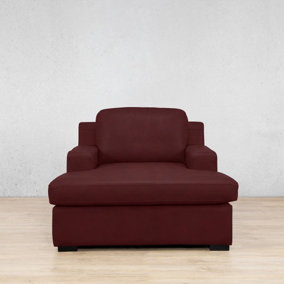 Rome Leather 2 Arm Chaise - Royal Ruby - Leather Armchair