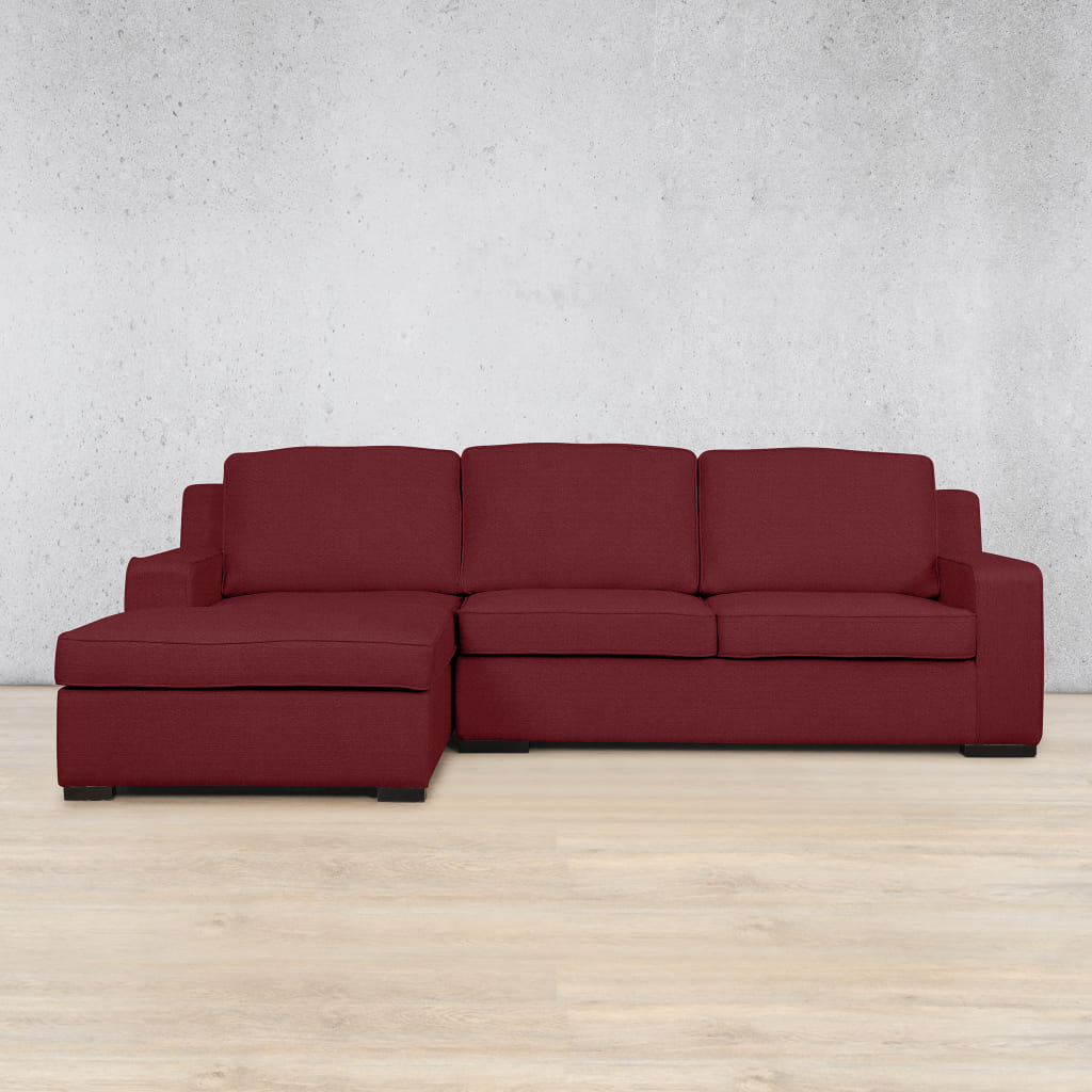 Rome Fabric Sofa Chaise Sectional - LHF Fabric Corner Suite Leather Gallery Deep Cherry