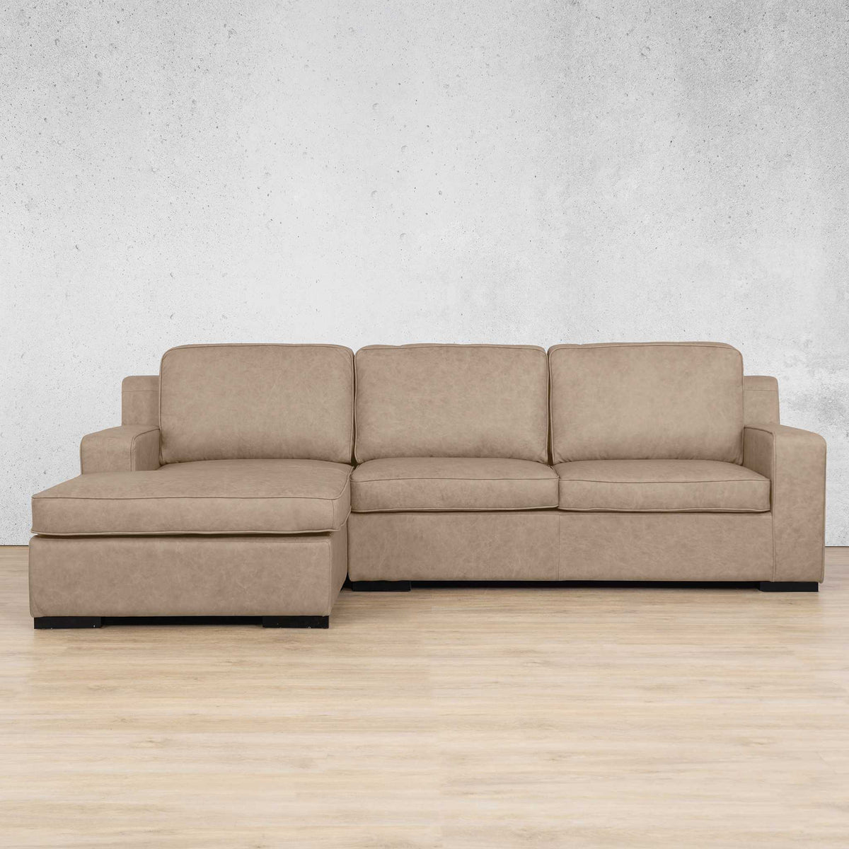 Rome Leather Sofa Chaise Sectional - LHF Leather Sectional Leather Gallery Almond