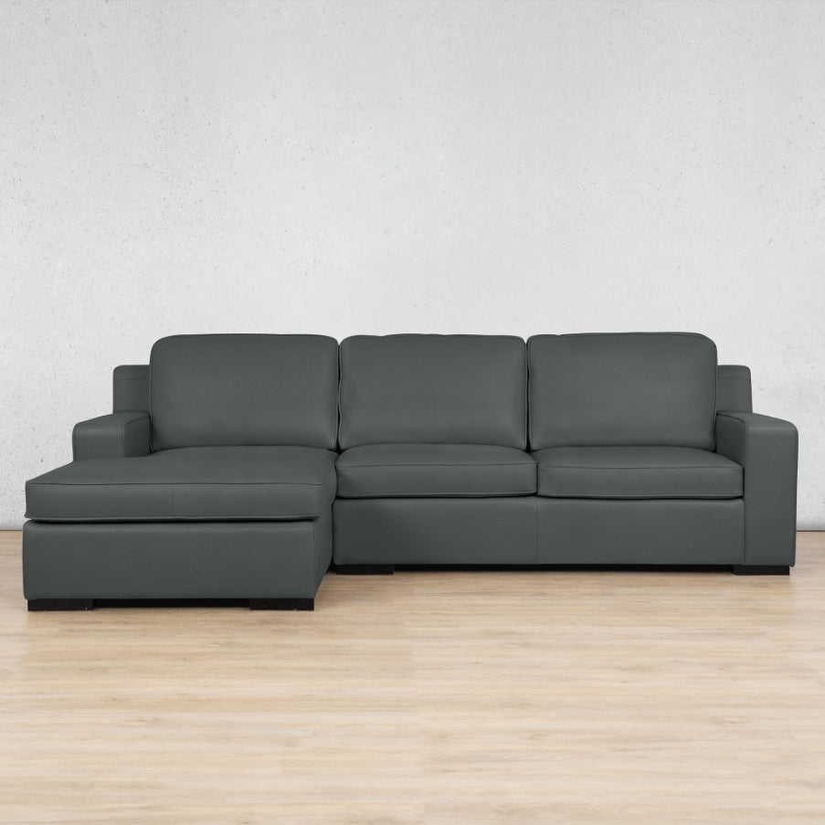 Rome Leather Sofa Chaise Sectional - LHF Leather Sectional Leather Gallery Flux Grey