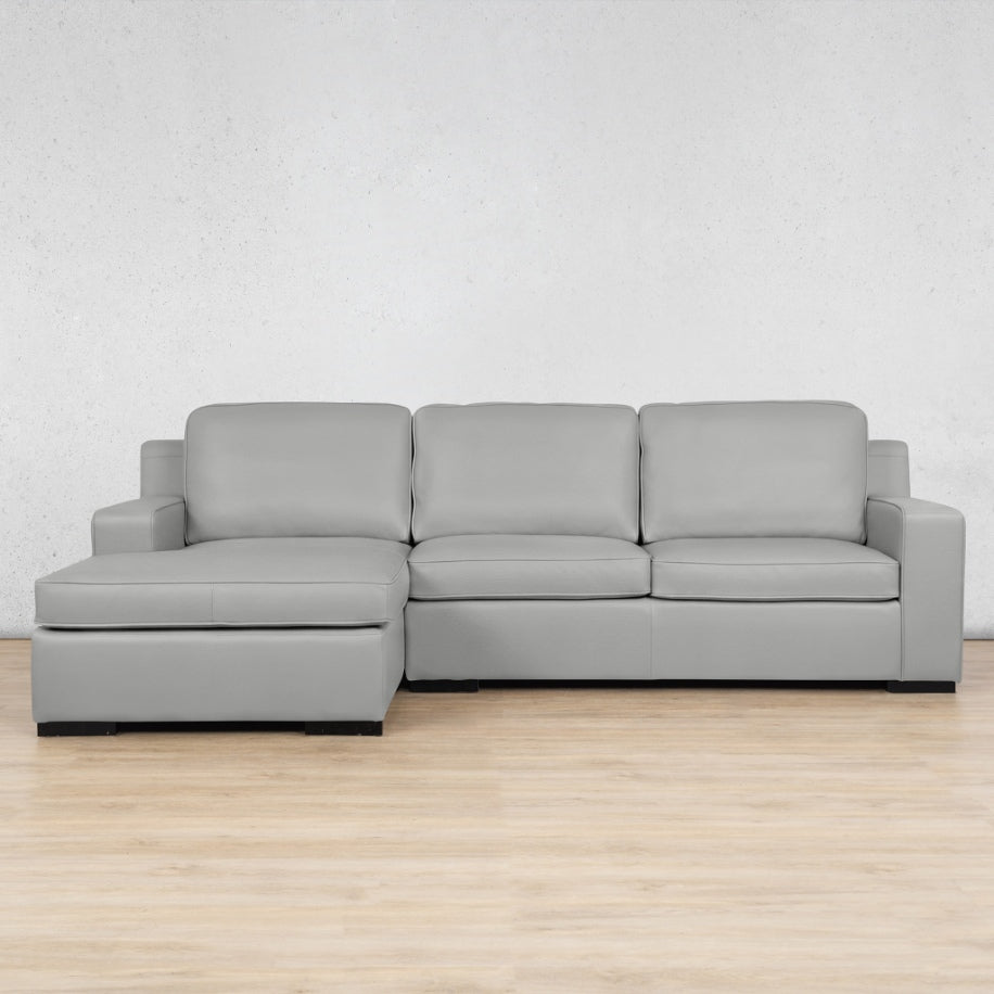 Rome Leather Sofa Chaise Sectional - LHF Leather Sectional Leather Gallery Manatee Grey