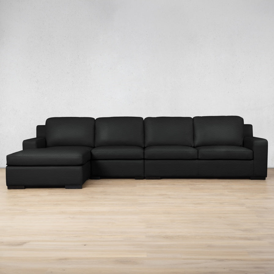 Rome Leather Sofa Chaise Modular Sectional - LHF Leather Sectional Leather Gallery Czar Black