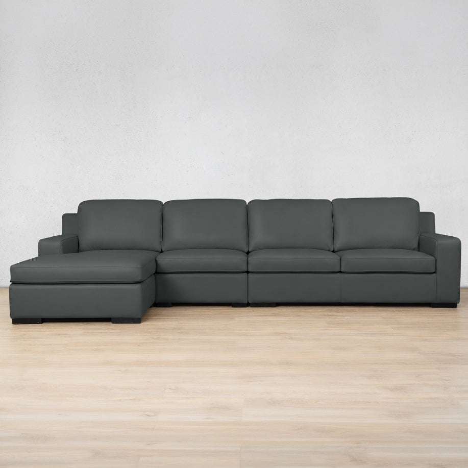 Rome Leather Sofa Chaise Modular Sectional - LHF Leather Sectional Leather Gallery Flux Grey