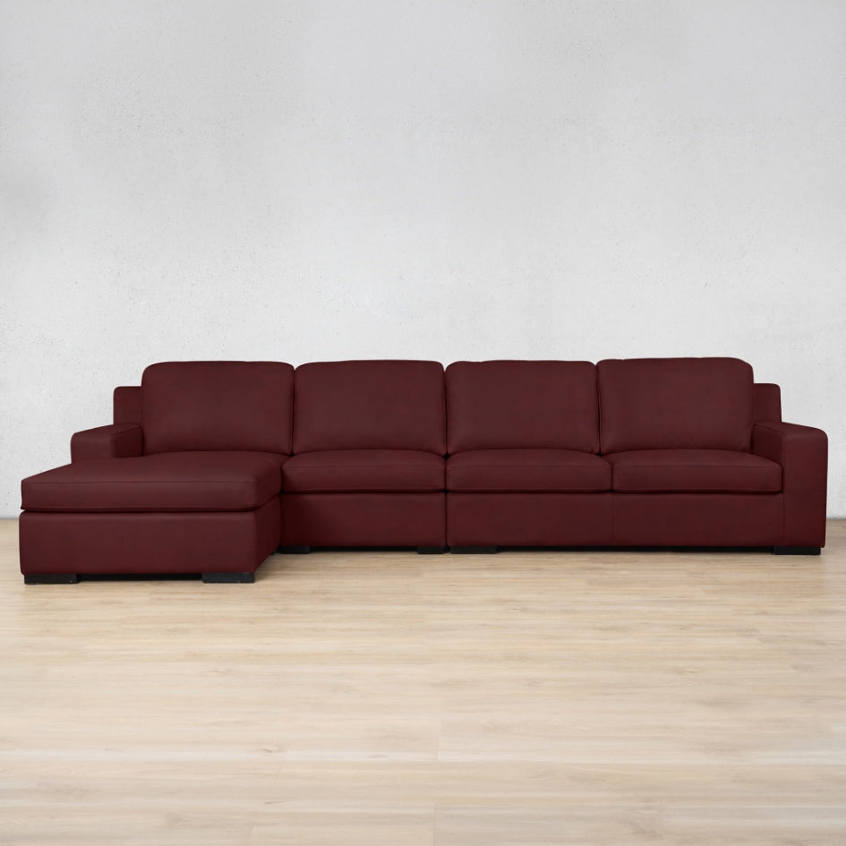 Rome Leather Sofa Chaise Modular Sectional - LHF Leather Sectional Leather Gallery Royal Ruby