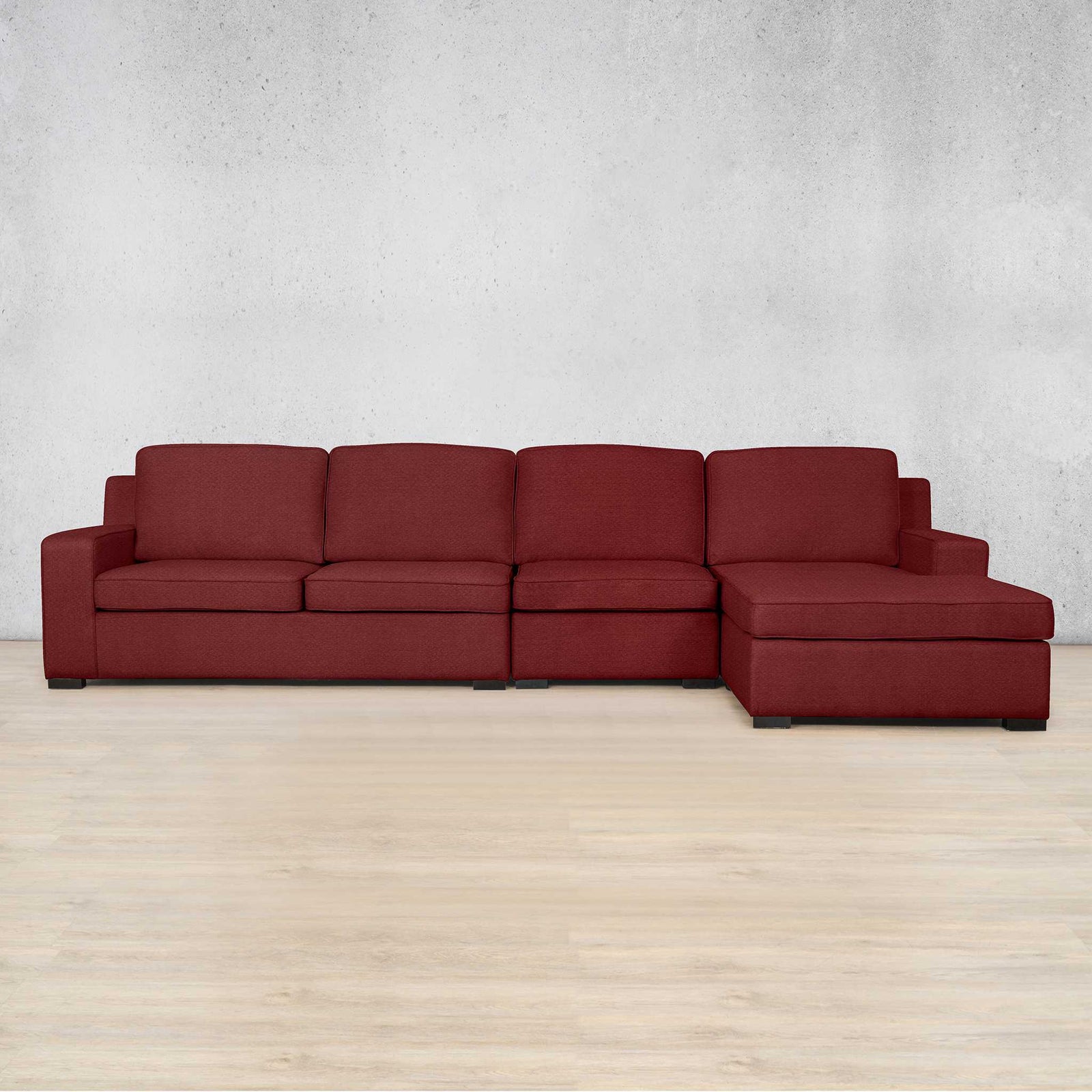 Rome Fabric Sofa Chaise Modular Sectional - RHF Fabric Corner Suite Leather Gallery - Kenya Red