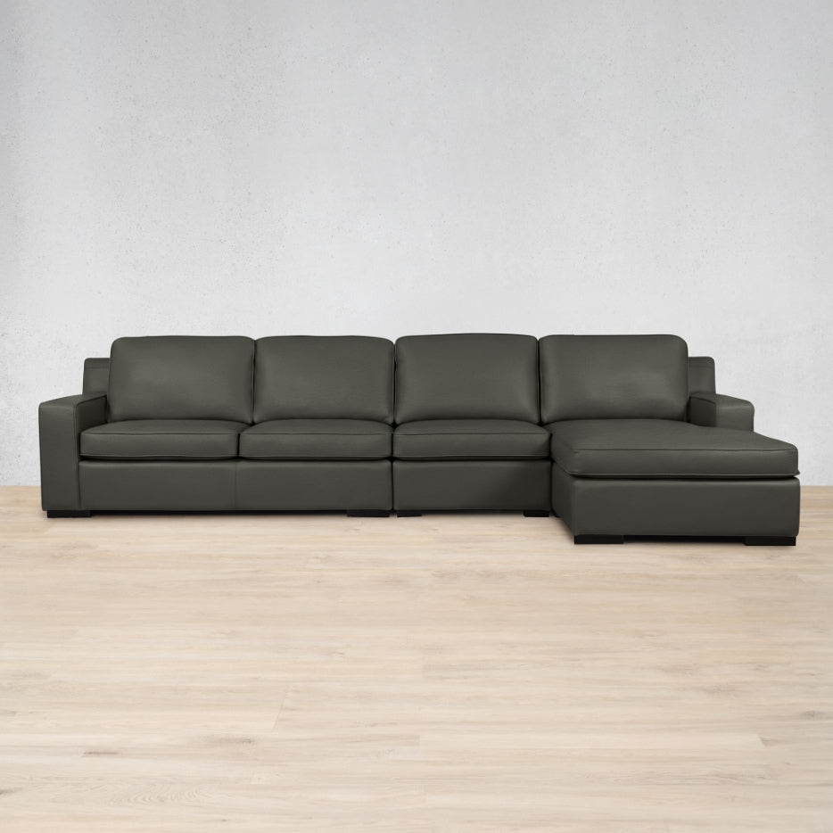 Rome Leather Sofa Chaise Modular Sectional - RHF Leather Sectional Leather Gallery Czar Anthracite