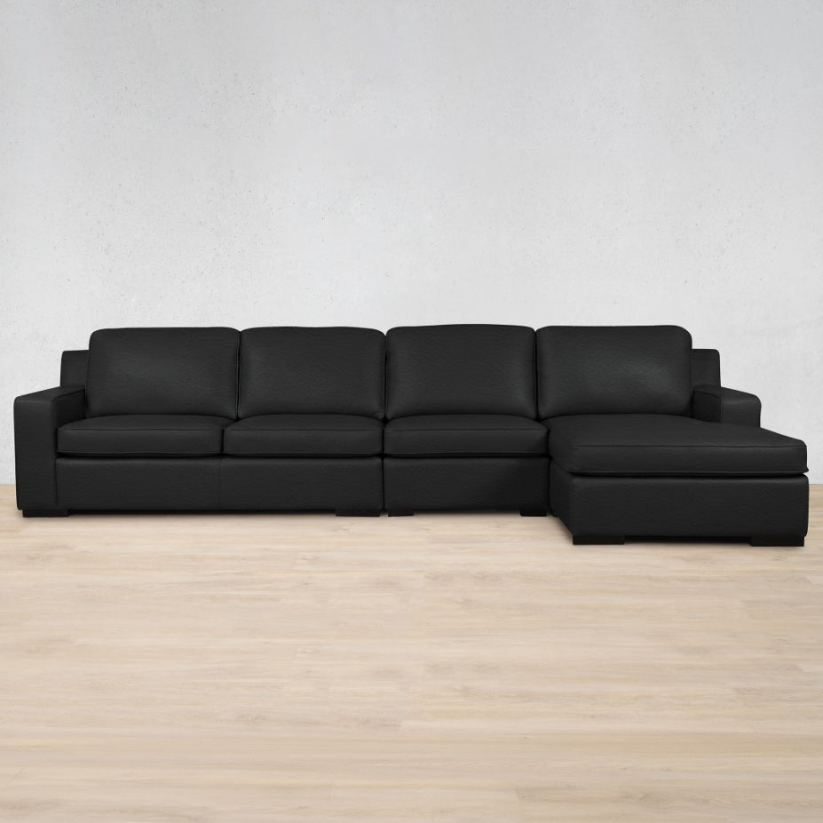 Rome Leather Sofa Chaise Modular Sectional - RHF Leather Sectional Leather Gallery Czar Black