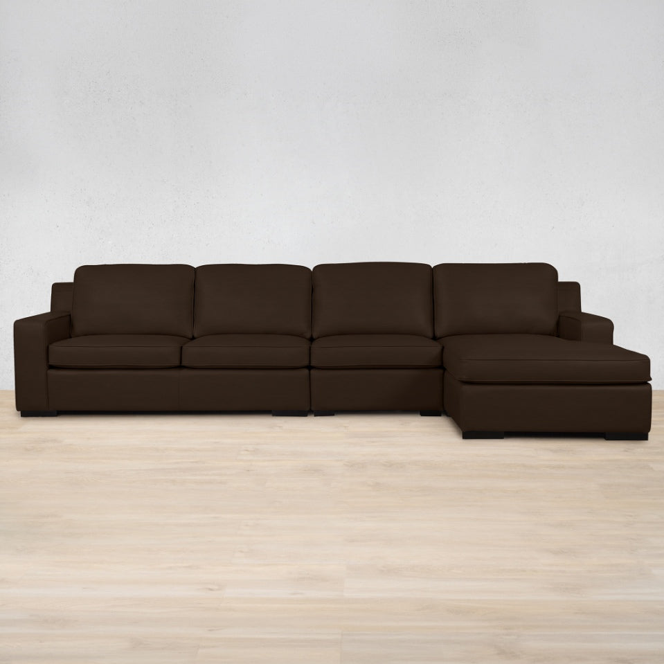 Rome Leather Sofa Chaise Modular Sectional - RHF Leather Sectional Leather Gallery Czar Chocolate
