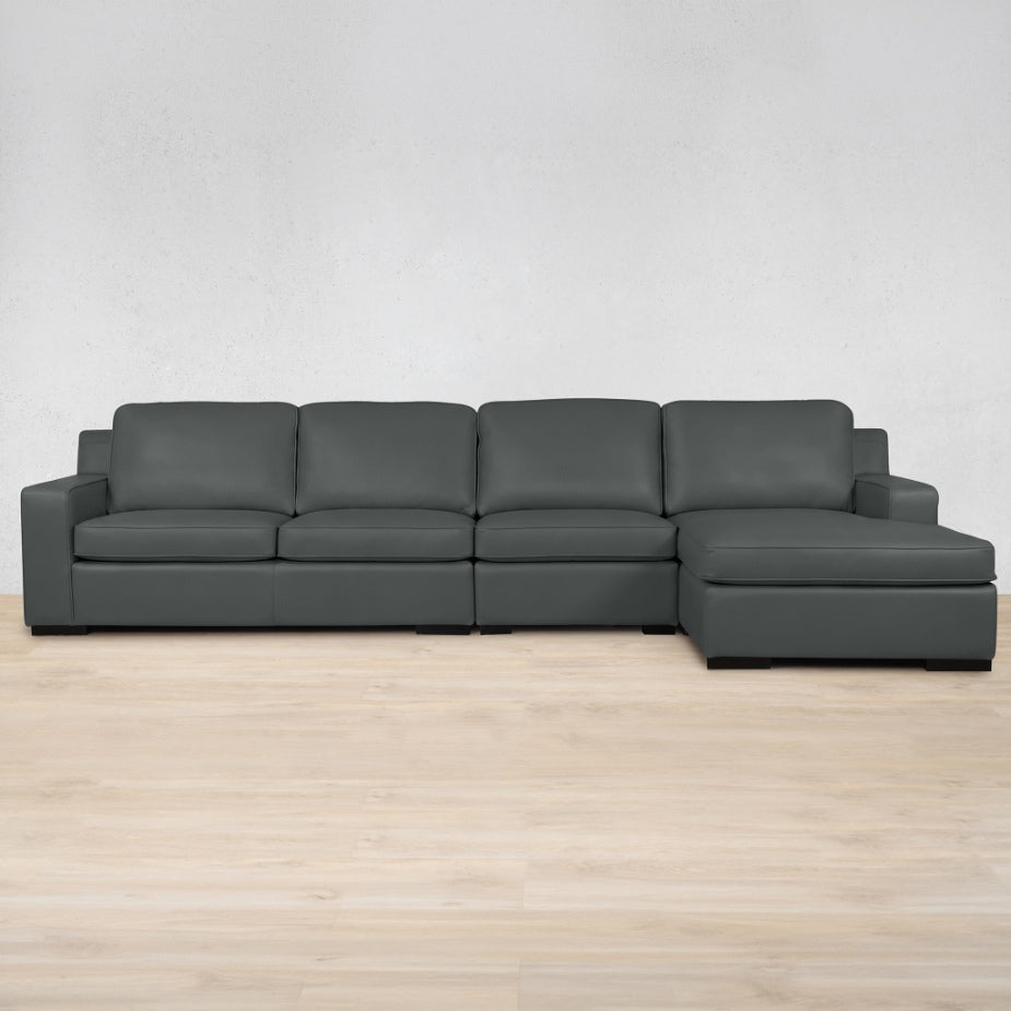 Rome Leather Sofa Chaise Modular Sectional - RHF Leather Sectional Leather Gallery Flux Grey