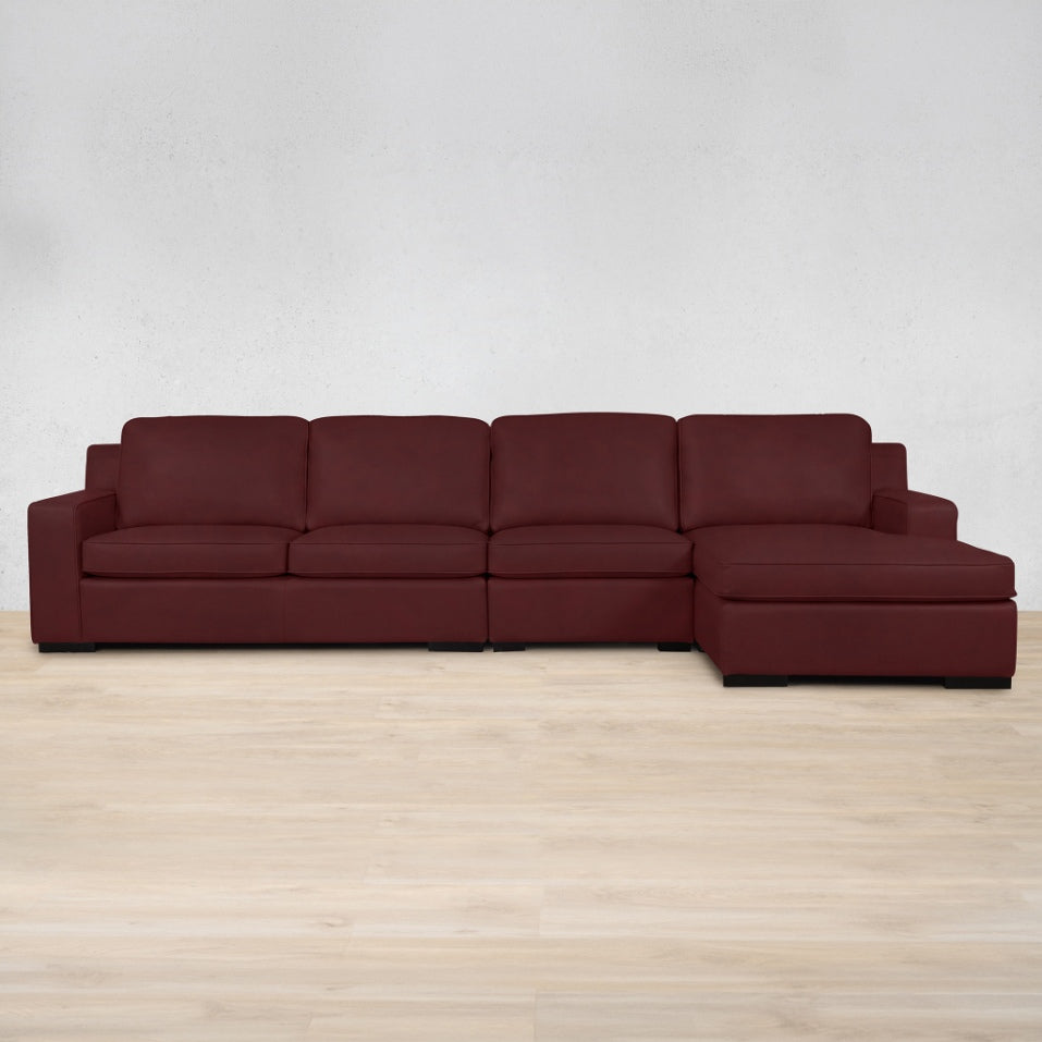 Rome Leather Sofa Chaise Modular Sectional - RHF Leather Sectional Leather Gallery Royal Ruby