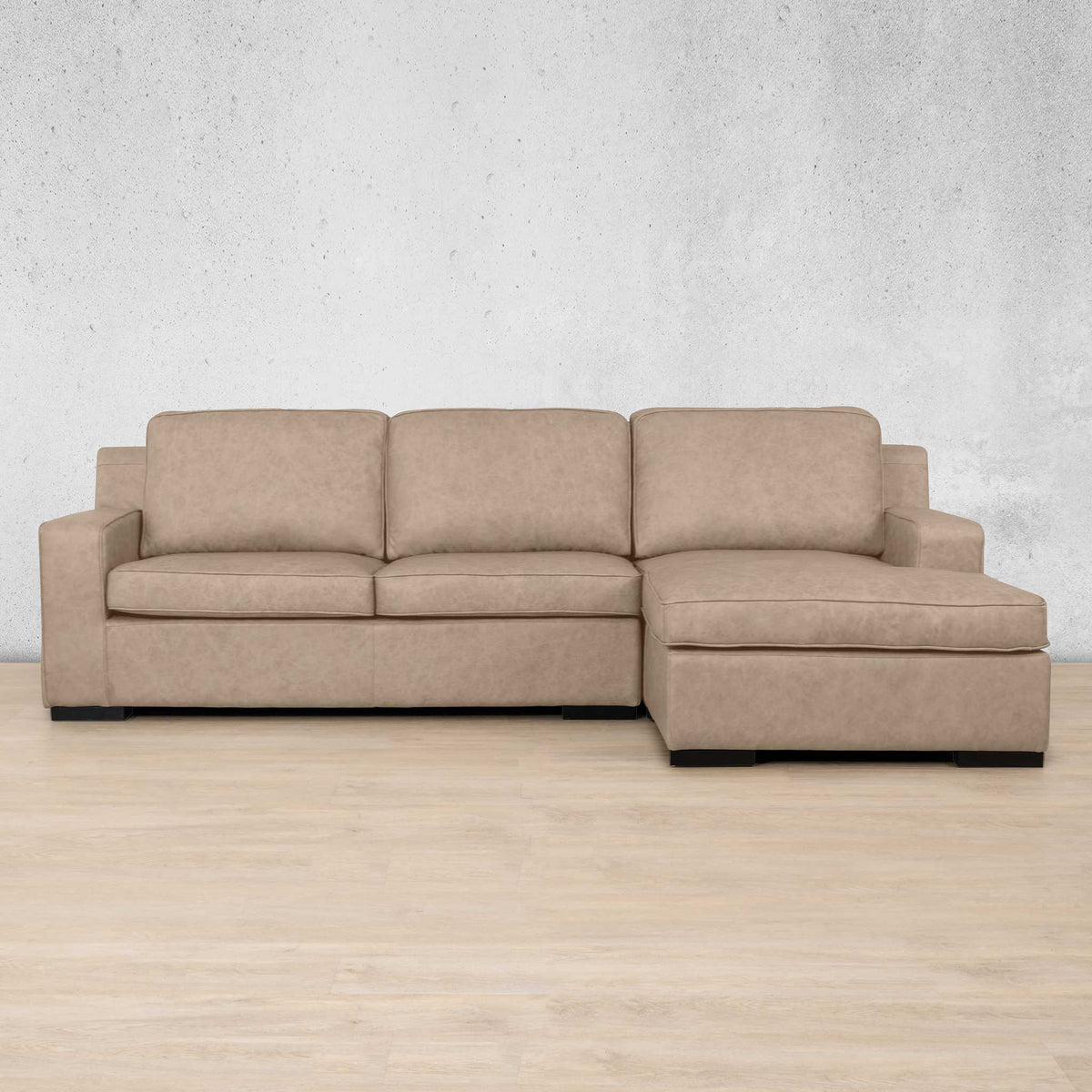 Rome Leather Sofa Chaise Sectional - RHF Leather Sectional Leather Gallery Almond
