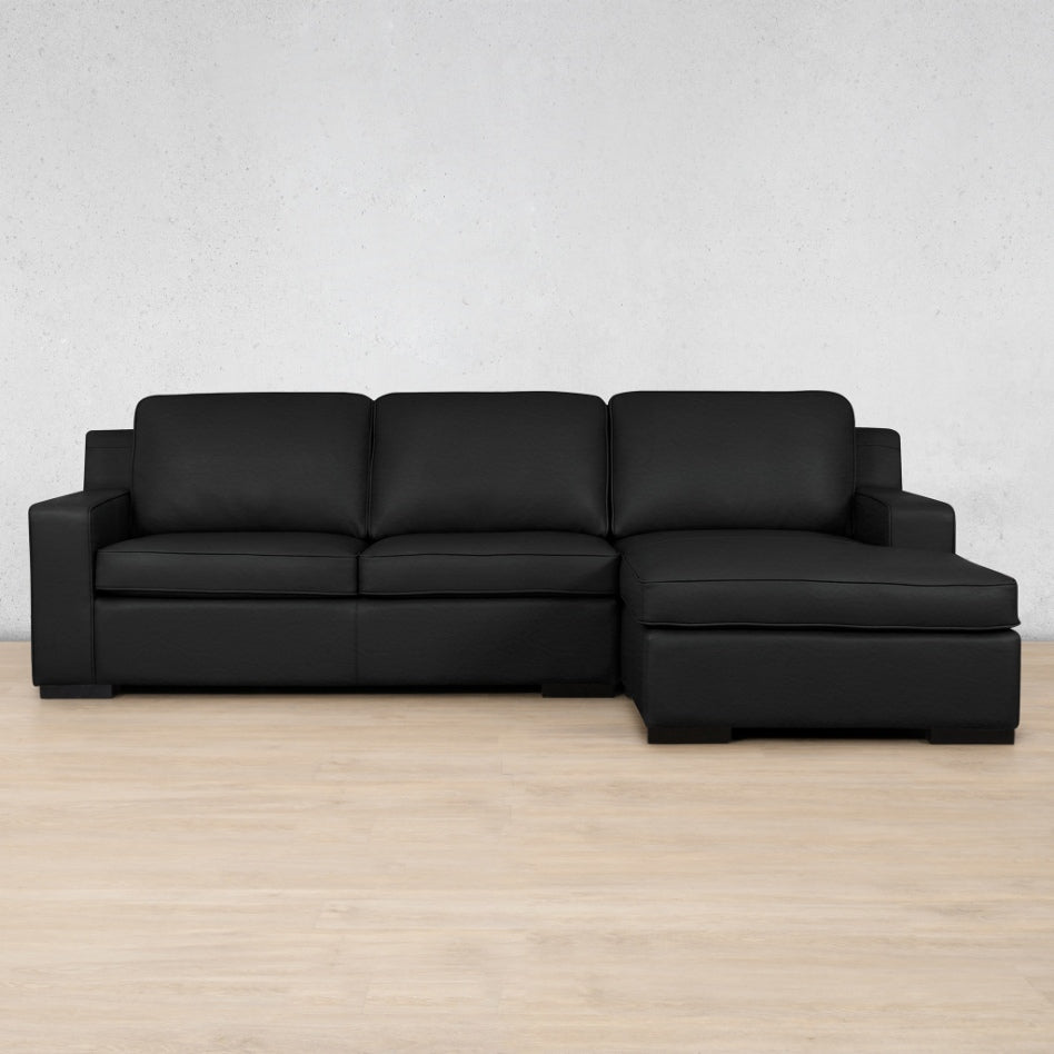 Rome Leather Sofa Chaise Sectional - RHF Leather Sectional Leather Gallery Czar Black