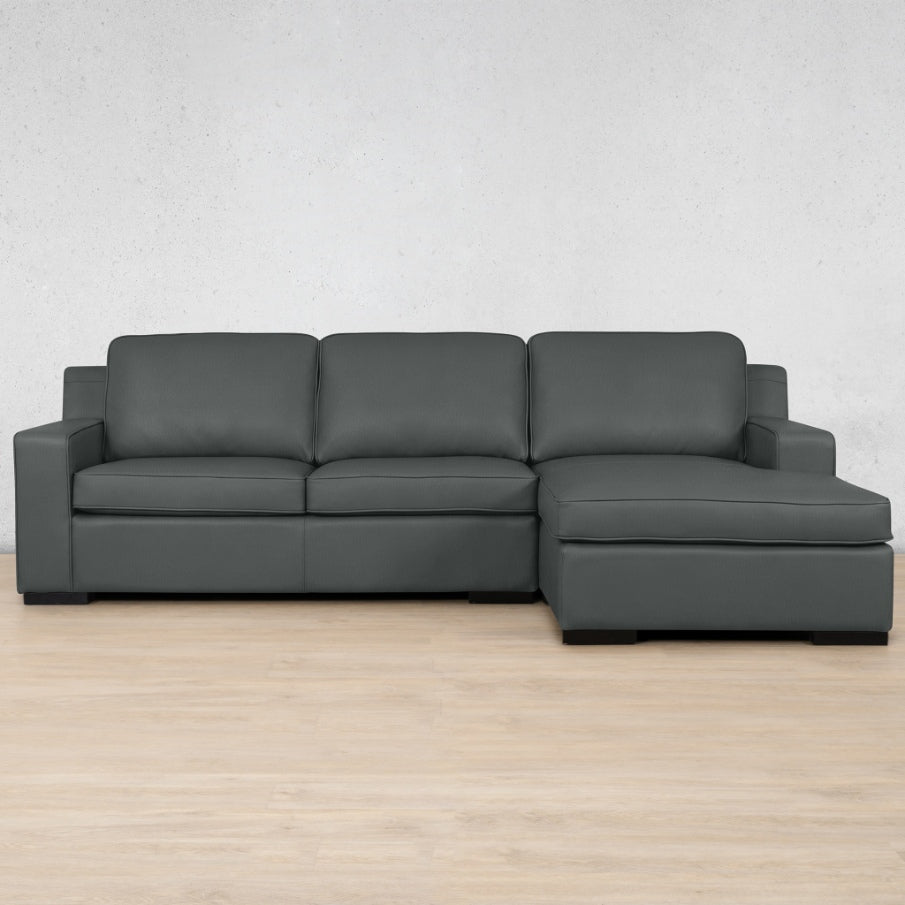 Rome Leather Sofa Chaise Sectional - RHF Leather Sectional Leather Gallery Flux Grey