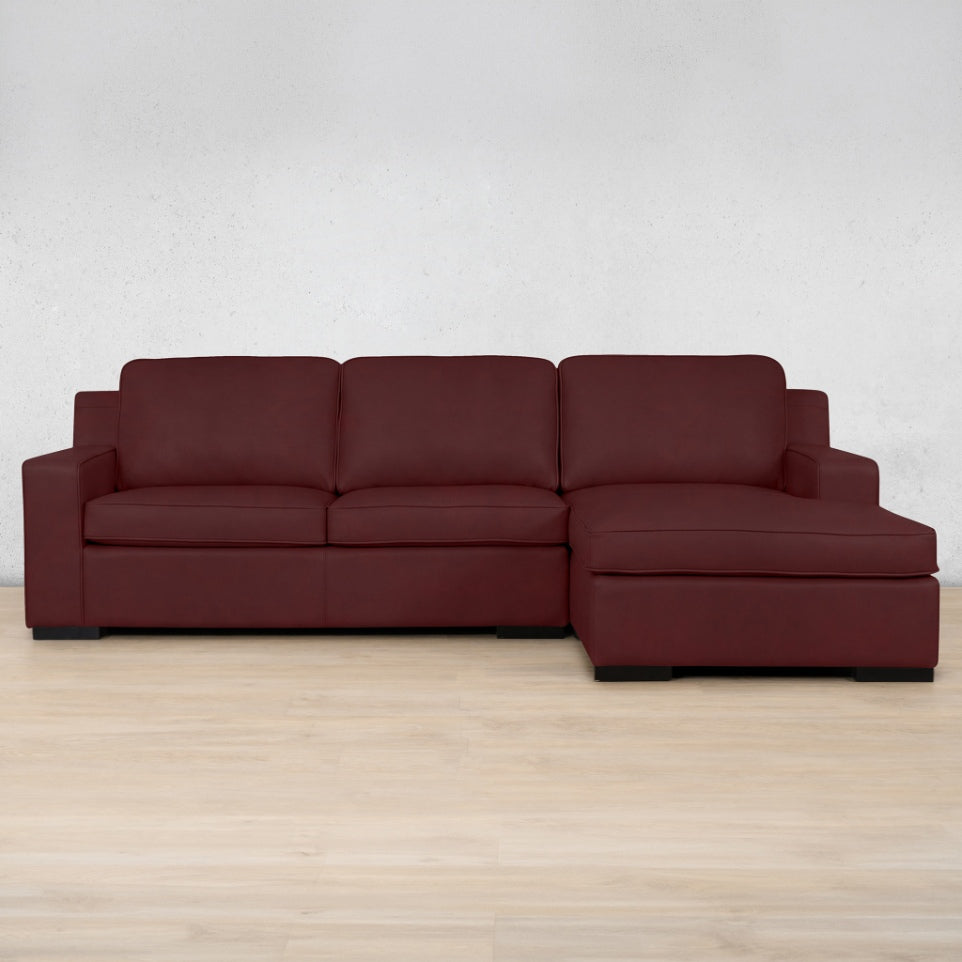 Rome Leather Sofa Chaise Sectional - RHF Leather Sectional Leather Gallery Royal Ruby