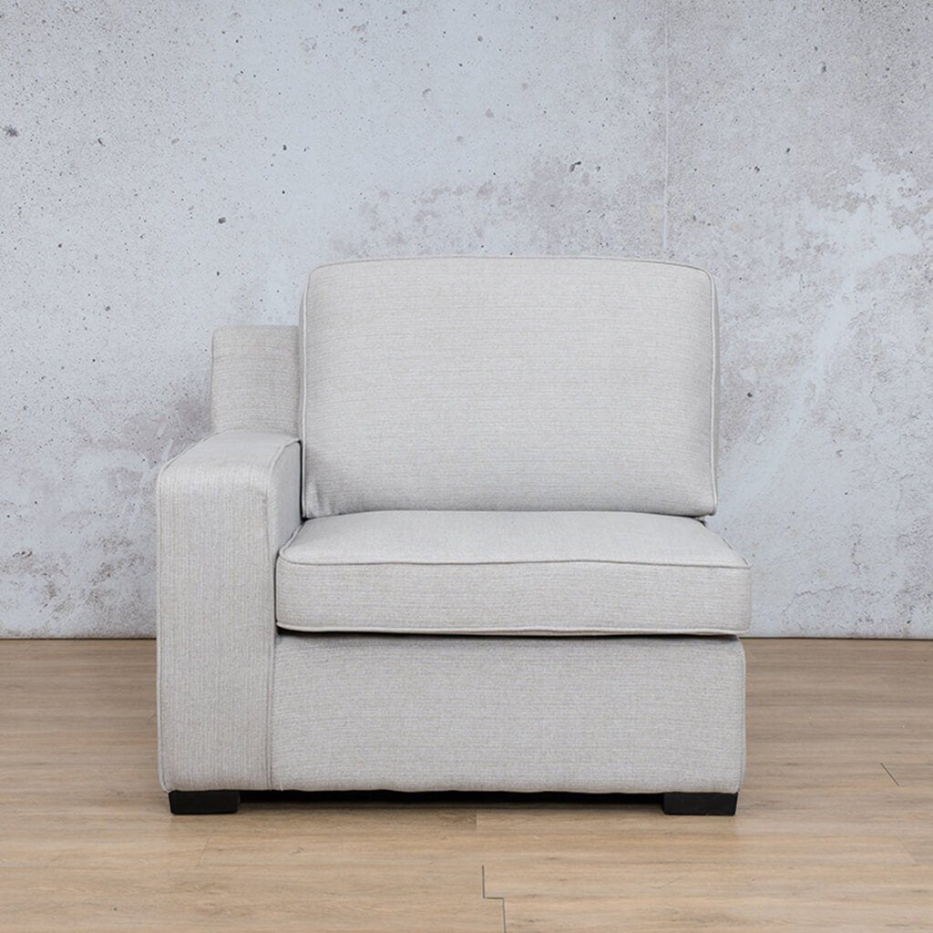 Rome Fabric Sofa | Single Seater Right Arm Fabric Couch | Leather Gallery Oyster-A | Home Furniture Store