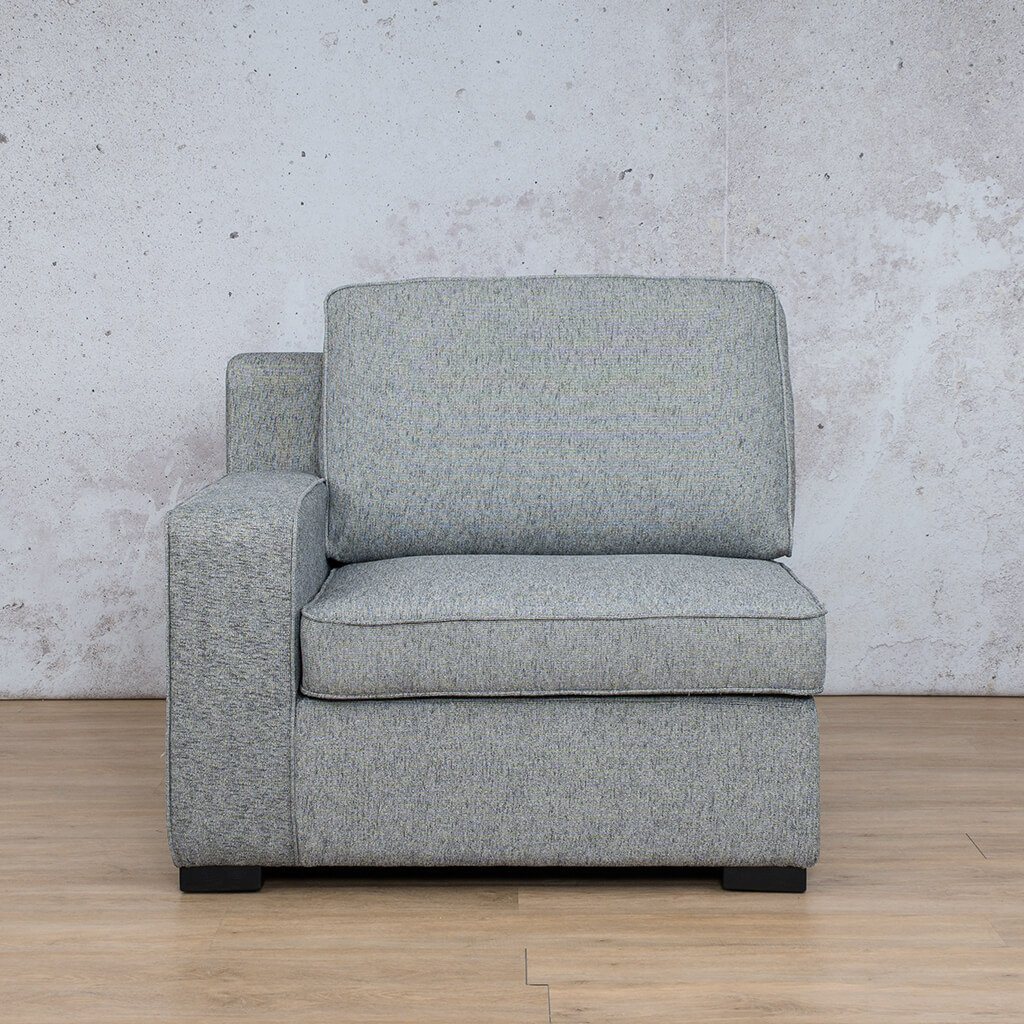 Arizona Fabric Couch | 1 Seater Right Arm Fabric Sofa | Leather Gallery Quarry Black & White | Furniture Store