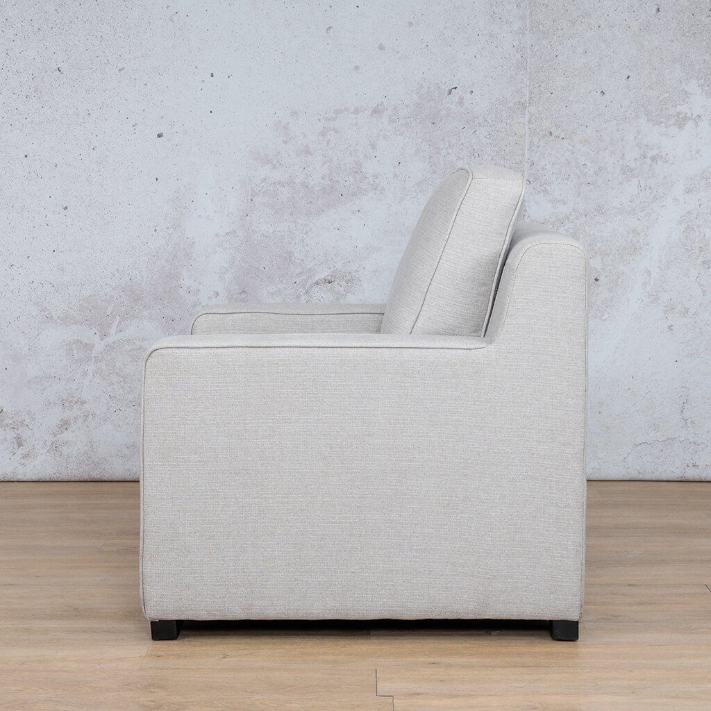 Side view Rome 1 Seater Sofa Fabric Sofa - oyster | Small couch, single couch, modern couch, white couch 