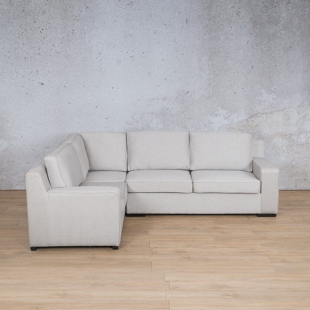 Rome Fabric L-Sectional 4 Seater LHF Fabric Corner Suite Leather Gallery Oyster 