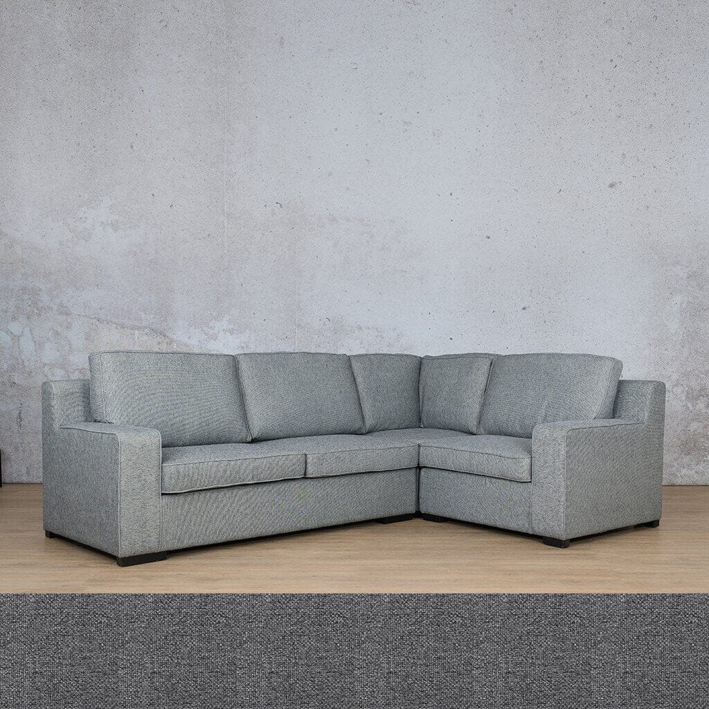 Rome Fabric L-Sectional 4 Seater - RHF Fabric Corner Suite Leather Gallery Silver Charm 