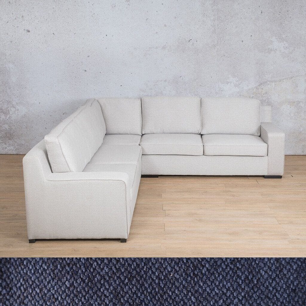 Rome Fabric L-Sectional 5 Seater Fabric Corner Suite Leather Gallery Kenya Navy Blue