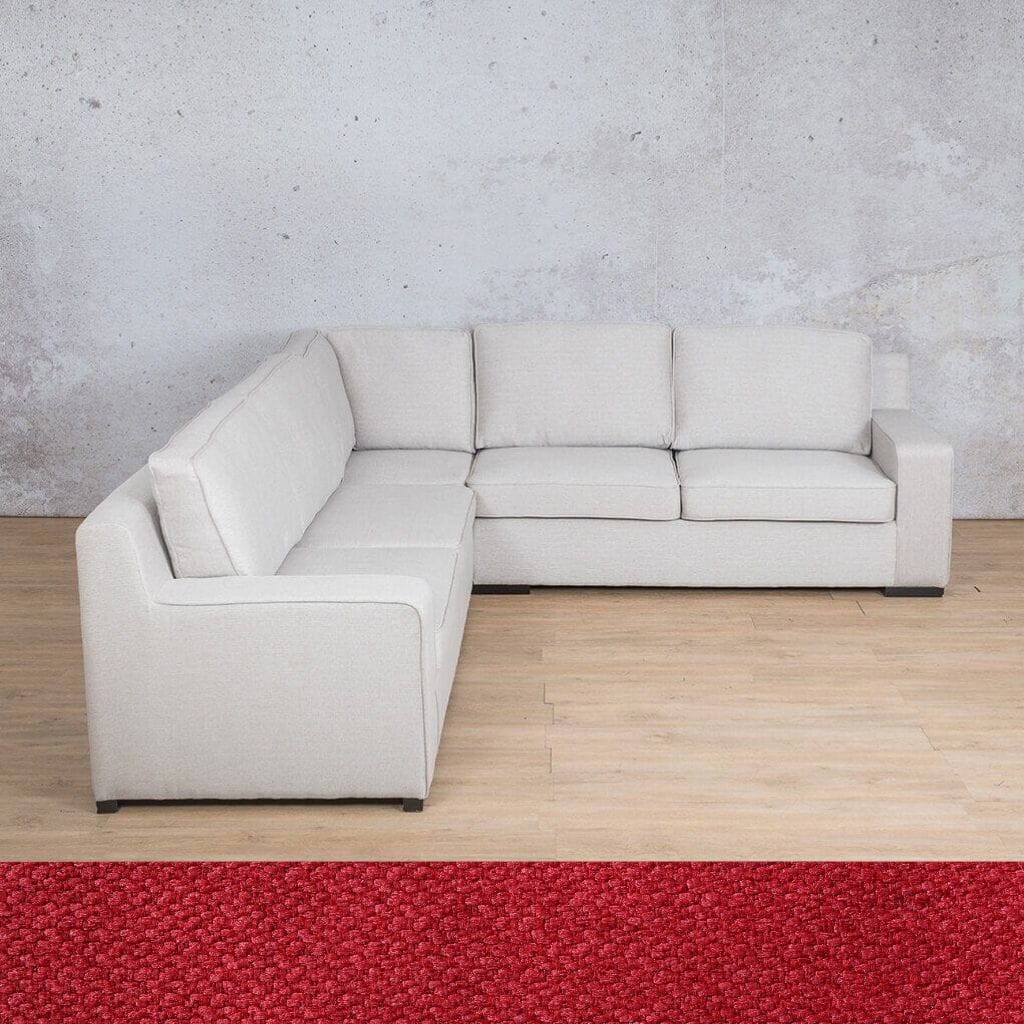 Rome Fabric L-Sectional 5 Seater Fabric Corner Suite Leather Gallery Kenya Red