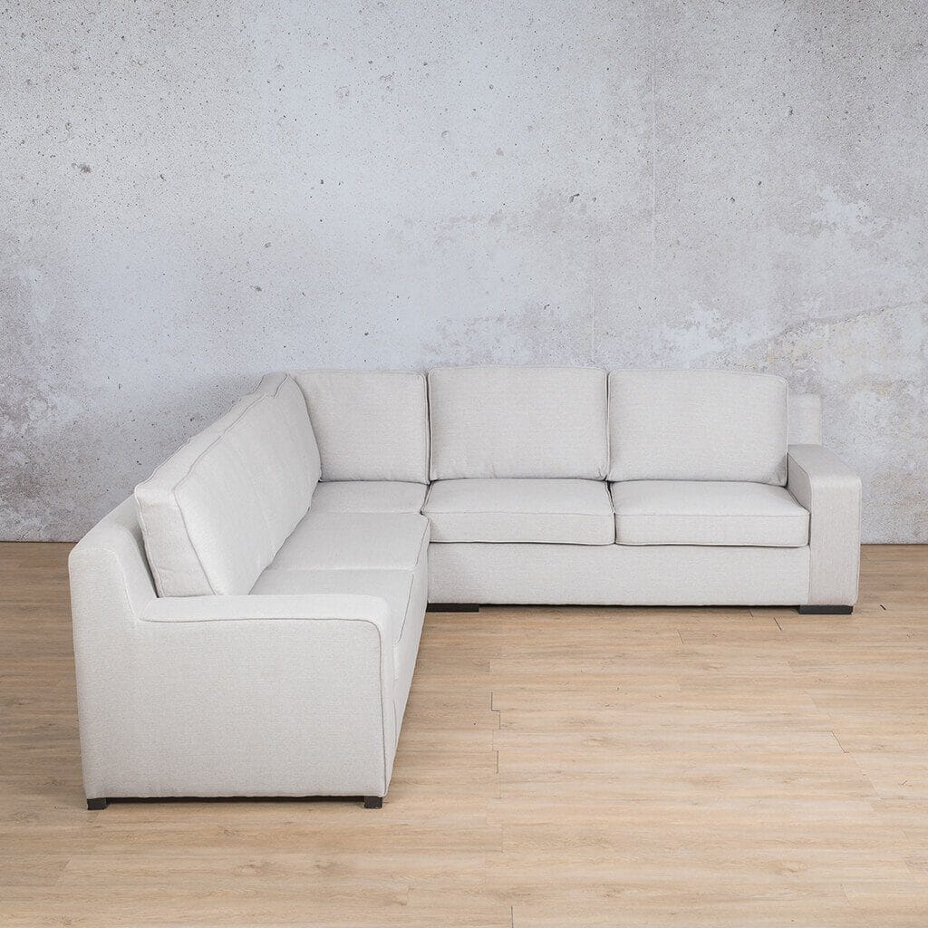 Rome Fabric L-Sectional 5 Seater Fabric Corner Suite Leather Gallery Oyster-A