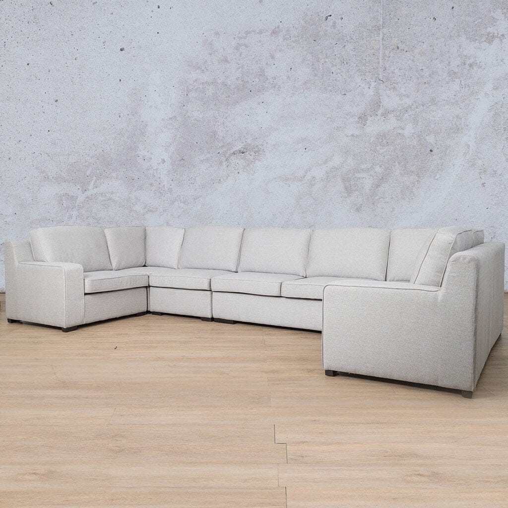 Rome Fabric Modular U-Sofa Sectional Fabric Corner Suite Leather Gallery Oyster