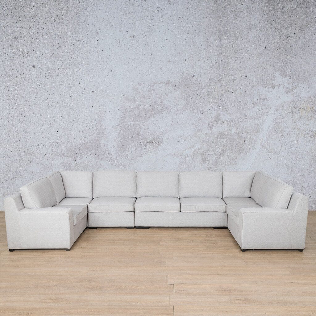 Rome Fabric Modular U-Sofa Sectional Fabric Corner Suite Leather Gallery Oyster 
