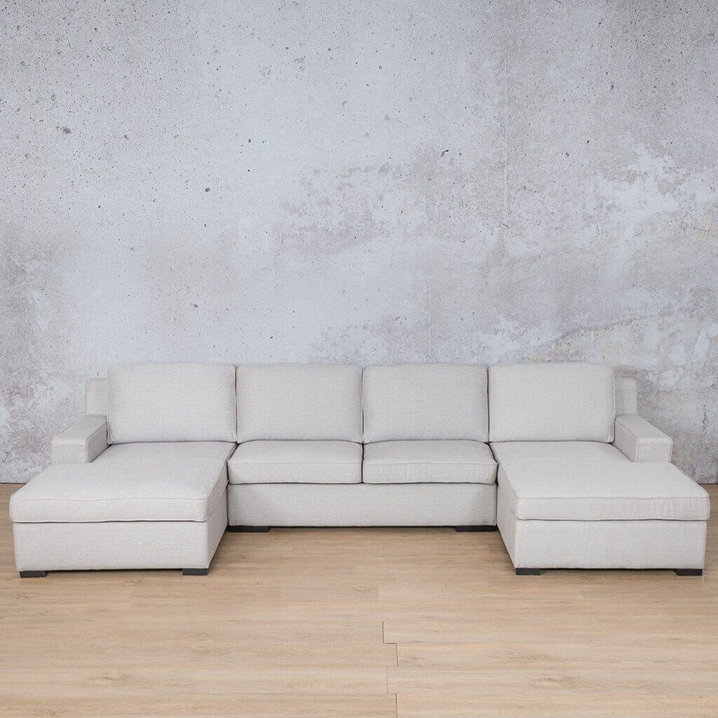 Rome Fabric Sofa U-Chaise Sectional Fabric Corner Suite Leather Gallery Oyster 
