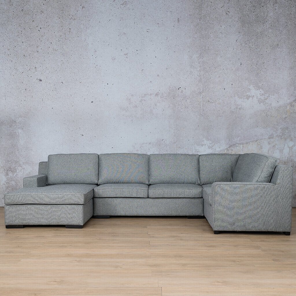 Rome Fabric U-Sofa Chaise Sectional- LHF Fabric Corner Suite Leather Gallery Adriatic Navy front view