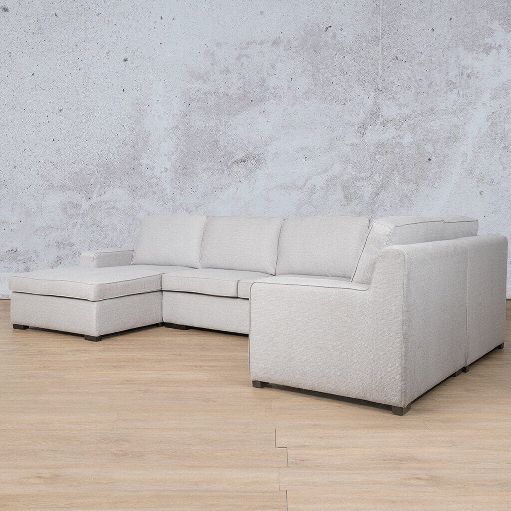 Rome Fabric U-Sofa Chaise Sectional- LHF Fabric Corner Suite Leather Gallery Oyster