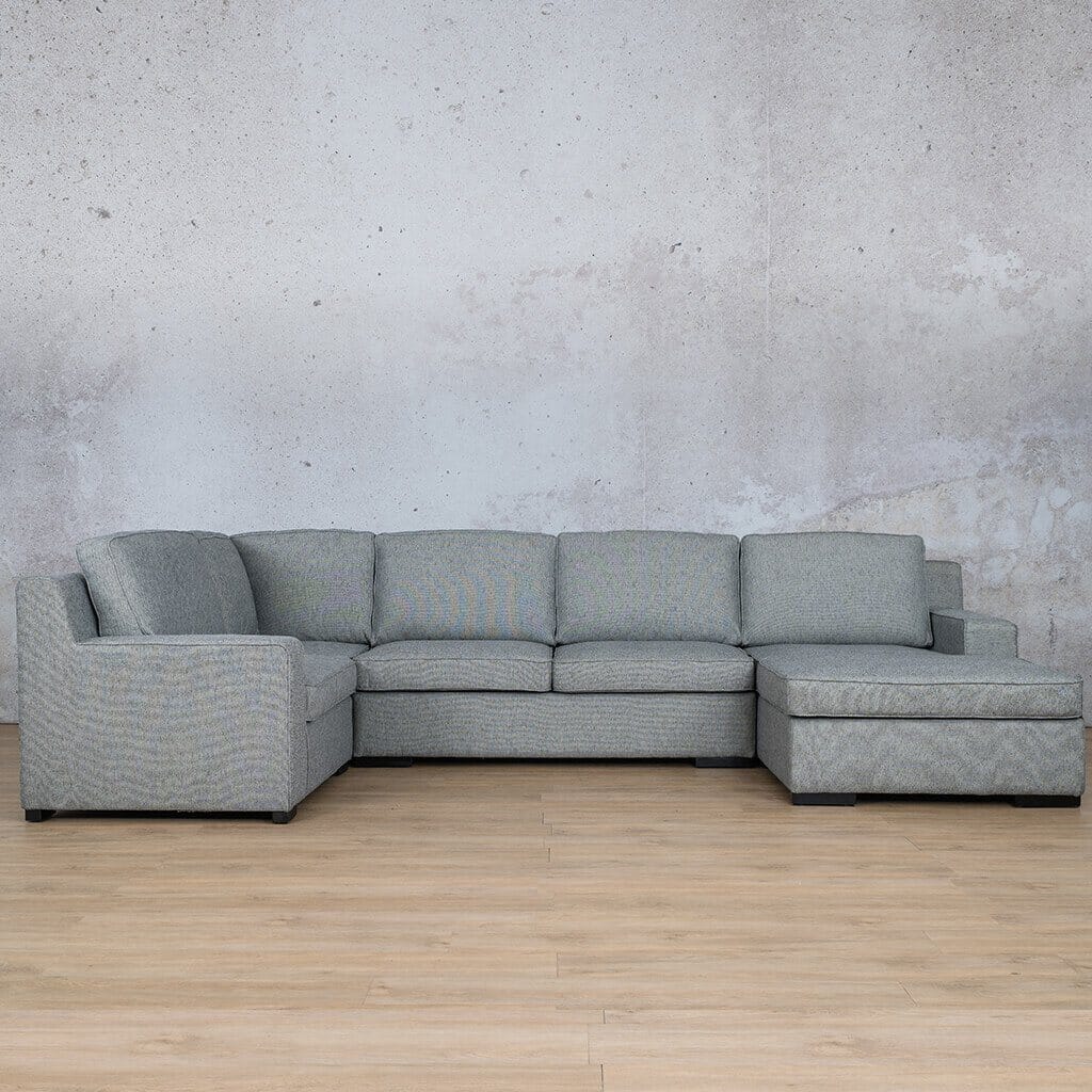 Rome Fabric U-Sofa Chaise Sectional - RHF Fabric Corner Suite Leather Gallery in Adriatic Navy