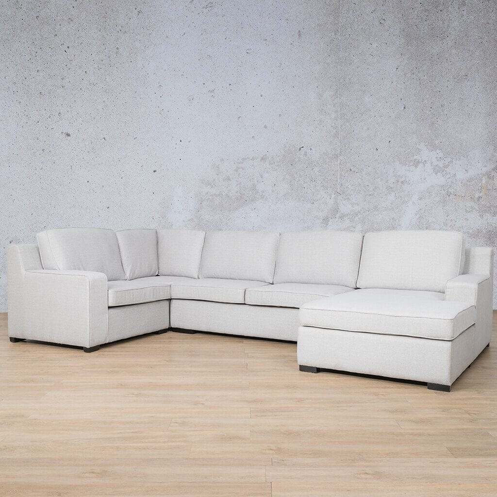 Rome Fabric U-Sofa Chaise Sectional - RHF Fabric Corner Suite Leather Gallery  Oyster
