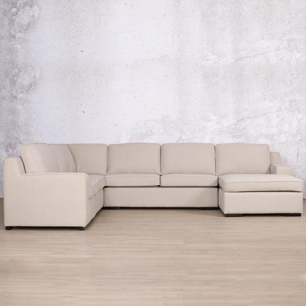 Rome Fabric U-Sofa Chaise Sectional - RHF Fabric Corner Suite Leather Gallery Kenya Beige 