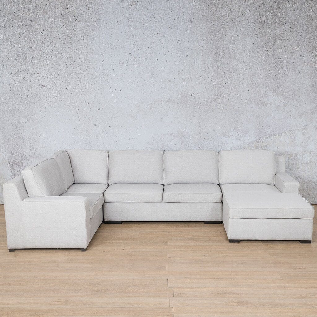 Rome Fabric U-Sofa Chaise Sectional - RHF Fabric Corner Suite Leather Gallery Oyster 