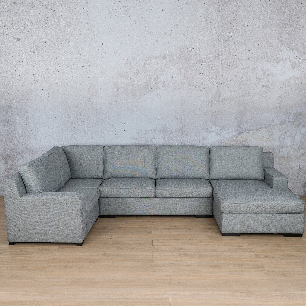 Rome Fabric U-Sofa Chaise Sectional - RHF Fabric Corner Suite Leather Gallery Space Grey 