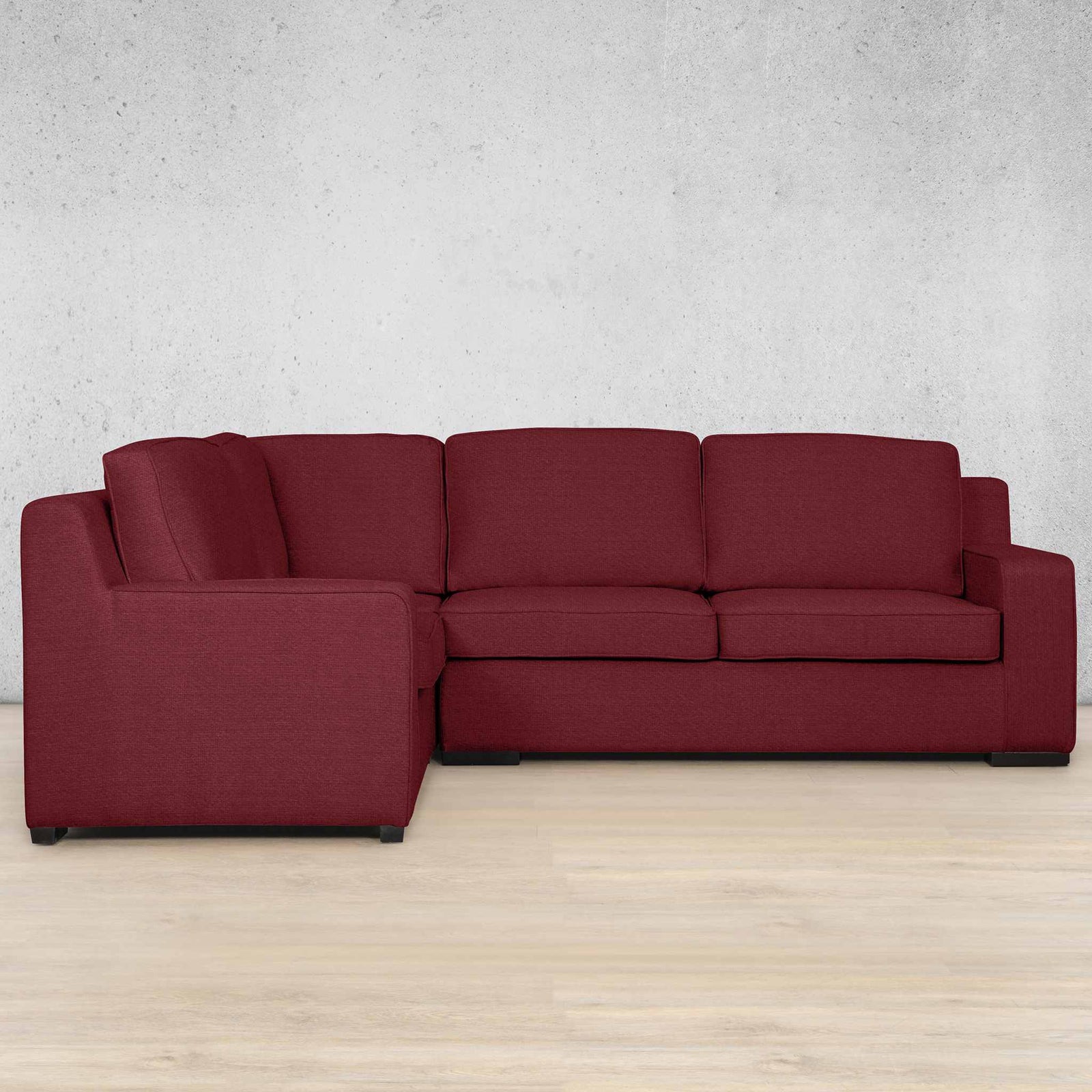 Rome Fabric L-Sectional 4 Seater - LHF Fabric Corner Suite Leather Gallery Deep Cherry
