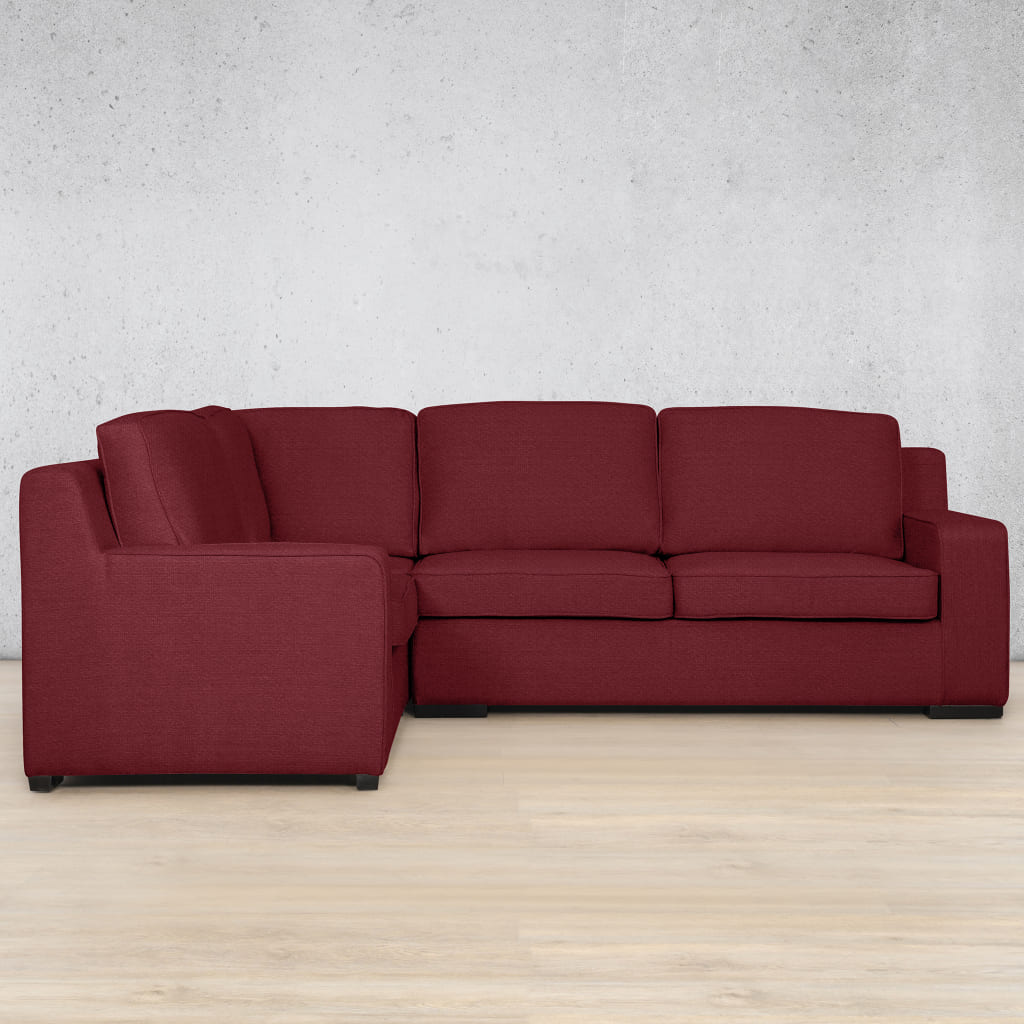 Rome Fabric L-Sectional 4 Seater - LHF Fabric Corner Suite Leather Gallery Deep Cherry